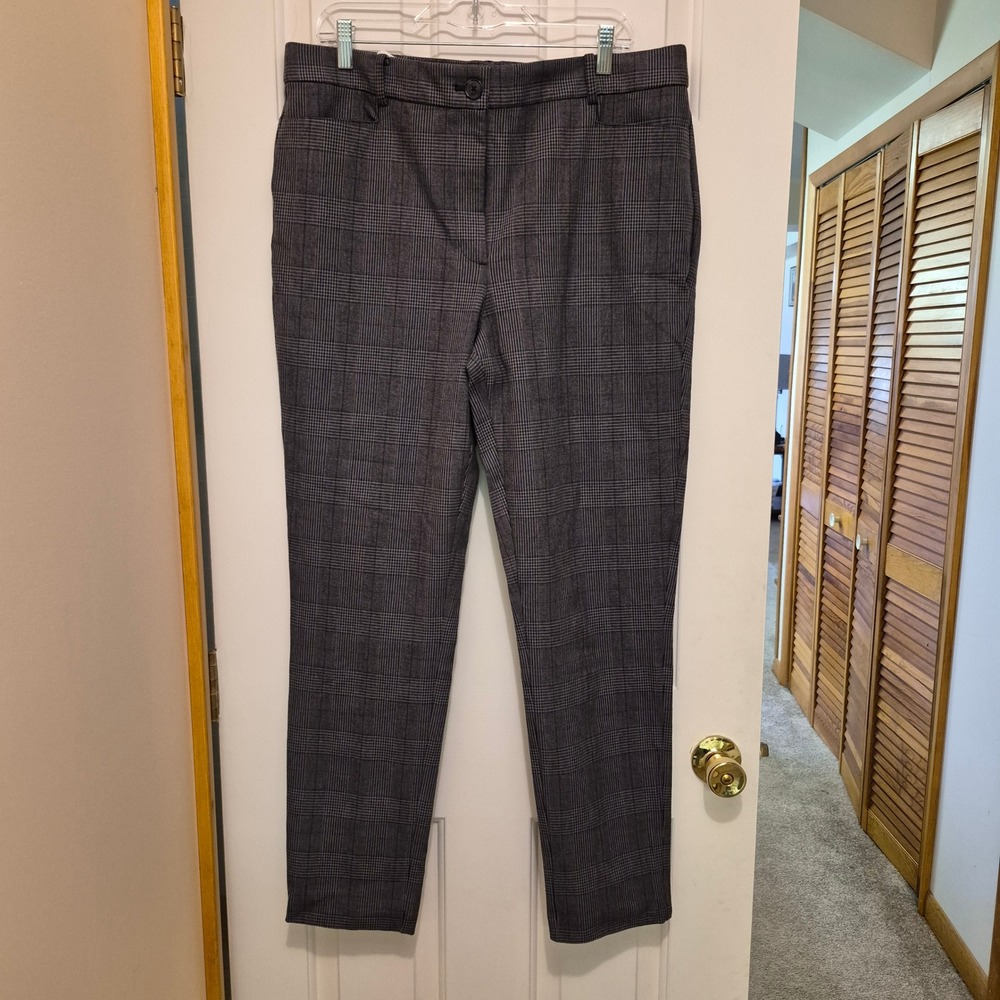 LOFT The Perfect Skinny Tall Pants 16T Gray Glen Plaid Check Business Casual NEW